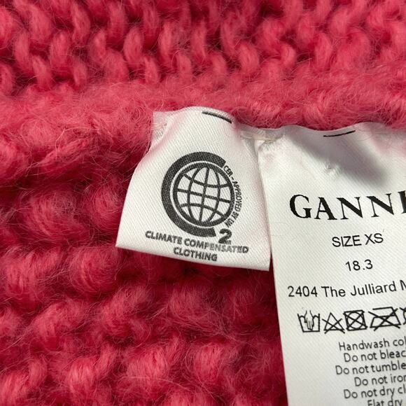 GANNI Julliard Mohair Wool Sweater Hot Pink Chunky Cable Knit XS - Picture 9 of 10